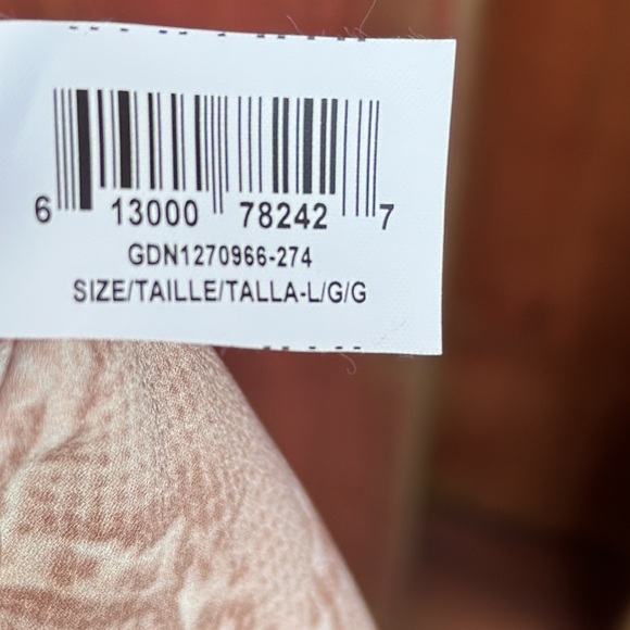 BCBGMAXAZRIA Bare Pink Python Print Faux Wrap Front Snake Print Bodysuit Sz L - Picture 15 of 16